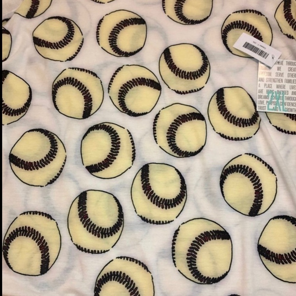 Lularoe 2XL Classic Tee Softball pattern